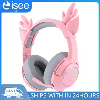 Ергономични компютърни слушалки с 3,5 мм стерео аудио, розово гъвкав микрофон, слушалки съраунд звук 7.1 за PC, геймерские стерео слушалки розов цвят