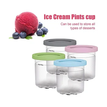 Чаша за сладолед, Контейнери за сладолед с Капаци за Ninja Creami Pints NC301 NC300 NC299AMZ Серия Морожениц