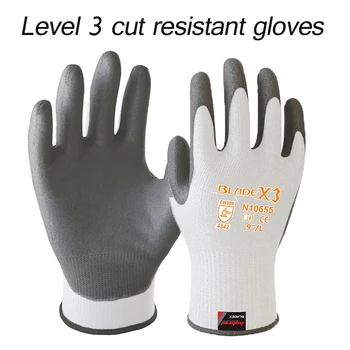 10 чифта бели работни ръкавици, устойчиви на гумата, ръкавици за работа със стъкло, защитни ръкавици HPPE със защита от порязване EN388 4342
