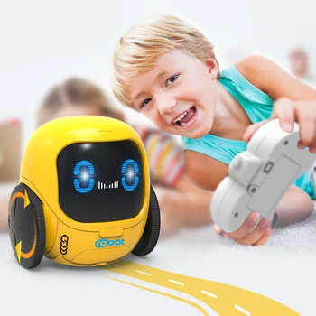 Интелигентен робот с дистанционно управление, въртяща се dance електрическа играчка, кръгла, пухлая, мультяшная версия на Q, светомузыкальные интерактивни играчки за деца