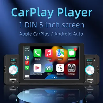 1 Din 5 Инча Авто Радио Стерео Bluetooth MP5 Плейър за Apple CarPlay Android Авто TF USB FM радио Сензорен Екран B