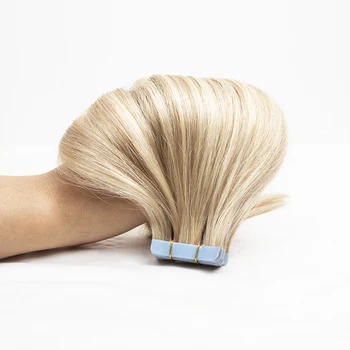MRS HAIR Платинена Блондинка Лента За Изграждане на Човешки Косъм # 60 # 1Б Кафява Безпроблемна тиксо Ins Директен 4x0,8 см, 20 парчета 12-24 инча