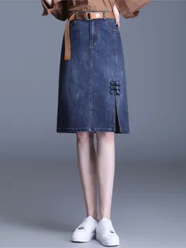 Дънкови поли с диск деформира, пролет-есен, тънка права пола с висока талия, универсални дънкови поли корейската мода
