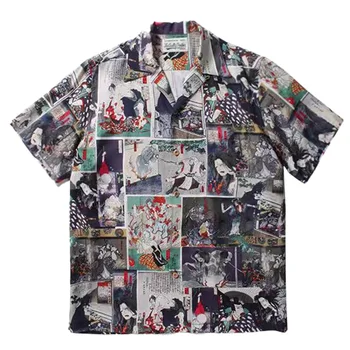 ХАВАЙСКА РИЗА WACKO MARIA, хавайска риза с къс ръкав, ризи с ревери с високо качество на печат 1:1