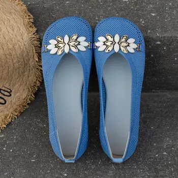 Дизайн с кристали, дамски ежедневни обувки на равна подметка, женски лоферы, пролетно-есенна ежедневни дамски обувки на равна подметка, без скрепителни елементи, по-големи размери 36-43