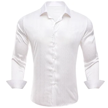 Луксозни копринени ризи за мъже с дълъг ръкав, сатен мерсеризованные бели обикновена монтиране на обикновени блузи, ежедневни и официални върховете на Бари Уонг