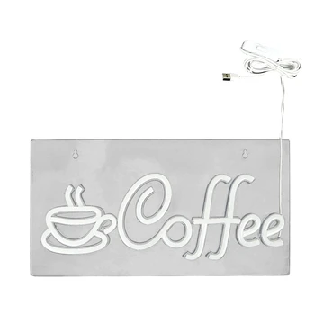 Кафе, неонова реклама, кафе знак на захранването от USB с метална верига, led кафе неонови надписи за украса на стени, кафенета, ресторанти