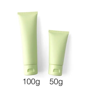 50 г 100 г матово-зелен контейнер за козметиката за еднократна употреба 50 мл 100 мл Празна пластмасова бутилка за пресоване, пътна опаковка за крема, мека туба