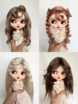 Куклени Перуки за Blythe Qbaby Mohairsculpt Микрообъемные къдрици 9-10 инча за коса Безплатна доставка