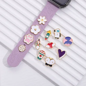 Модни окачване за каишка за Apple Watch с анимационни ягоди, котка-космонавт, пеперуда, бижута чар, за Iwatch, аксесоари за каишка за