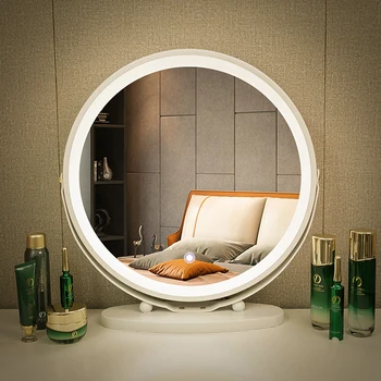 Създава малко декоративно огледало нощна светлина в корейски стил, тоалетен огледало за грим, модерни и креативни стоки за дома Kawaii Espejo