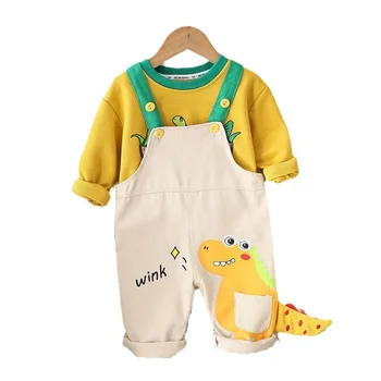 Пролет-есен дрехи за малките момичета, детски дрехи, тениска за момчета, гащеризон, 2 бр./компл., всекидневен костюм за деца, спортни костюми за бебета
