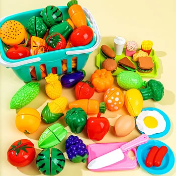 Играчки за рязане на плодове, имитирующая кошница за зеленчукова торта Che Che Le за момичета, детски семейни кухненски играчки, интерактивни набор от пъзели, подарък