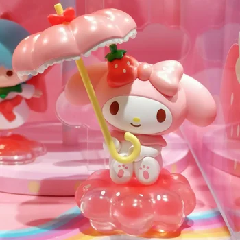 Истински аниме фигурки Sanrio Kuromi Melody Hellokitty Cinnamoroll, ягодово рай, кавайные фигури, кукли, декорация, подарък за рожден ден