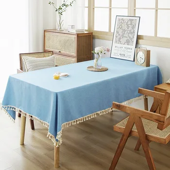 Покривка с пискюли, бельо памучен правоъгълна покривка за масата за хранене, на кутията журнального маса, сватбена украса