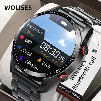 Wolises2023New Смарт часовници AMOLED ECG ТОЧКИ Мъжки Бизнес Часовник Спортен Фитнес Тракер Водоустойчива IP67 умни часовници Мъжки Bluetooth-предизвикателство
