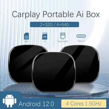 Безжична Carplay AI Box Android Автоматично Адаптер Carplay Mini Box Android12 4 + 64G За Кола с Кабелен CarPlay За Toyota, Hyundai