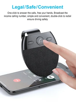 Bluetooth хендсфри комплект за кола козирка клип на Безжичен аудиоприемник Високоговорител музикален плейър двоен микрофон 550 mah