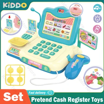 Притворный касов апарат Притворный игра калкулатор, касов апарат играчка детски магазин за момичета игра, определени със светлина и звуци набор от подаръци