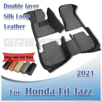 Автомобилни стелки за Honda Fit (Jazz 2021 двуслойни автомобилни накладки за краката на поръчка килим Аксесоари за интериора на резервни Части