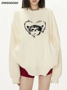Реколта hoody 2023, есенни блузи с принтом, дамски пуловер в стил харадзюку с кръгло деколте и дълъг ръкав, най-Haut