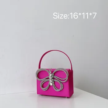 Чанта дамски пролетно-лятна нова корейска интернет-знаменитост с кристали и лък, найлон модерна чанта на едно рамо, тенденция чанта под мишниците