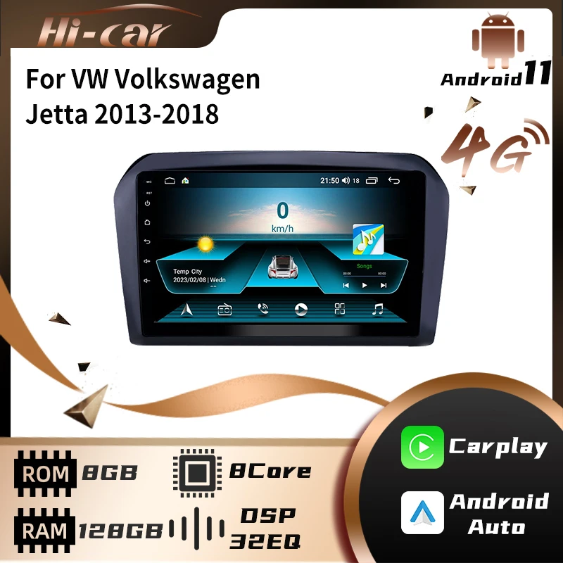 2 Din Android автомагнитола за Фолксваген Джета 2013-2018 стерео GPS навигационни системи, Автоаудио мултимедиен плеър главното устройство Carplay - 0