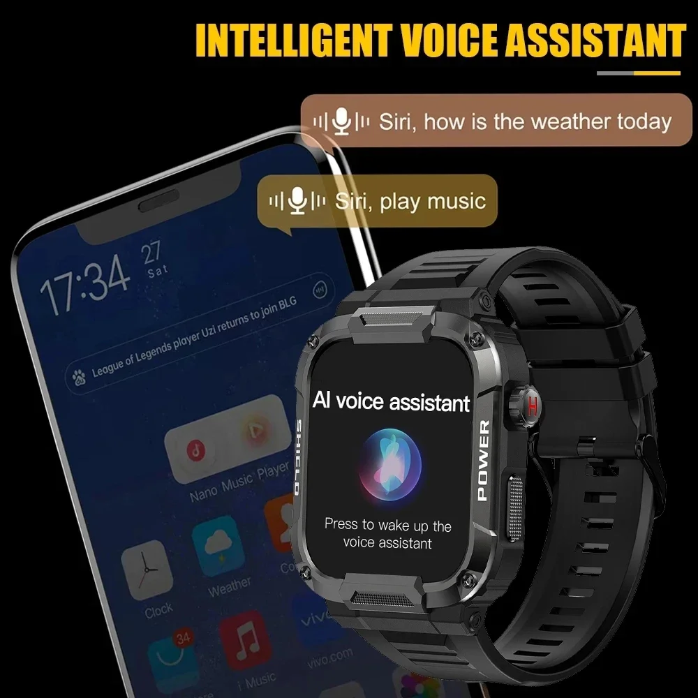 2023 Новите Смарт Часовници с Пълен Сензорен Екран, Мъжки Часовник за Измерване на Кръвно Налягане, Кислород Фитнес Часовник 5ATM, Водоустойчив Военни Смарт Часовници за Android Xiaomi - 1