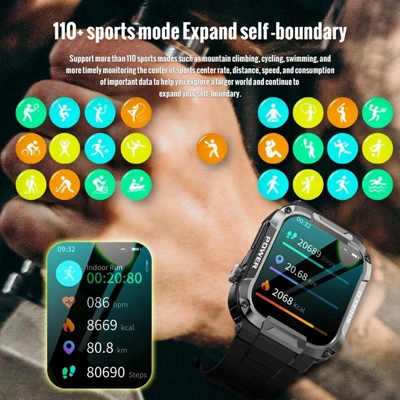 2023 Новите Смарт Часовници с Пълен Сензорен Екран, Мъжки Часовник за Измерване на Кръвно Налягане, Кислород Фитнес Часовник 5ATM, Водоустойчив Военни Смарт Часовници за Android Xiaomi - 3