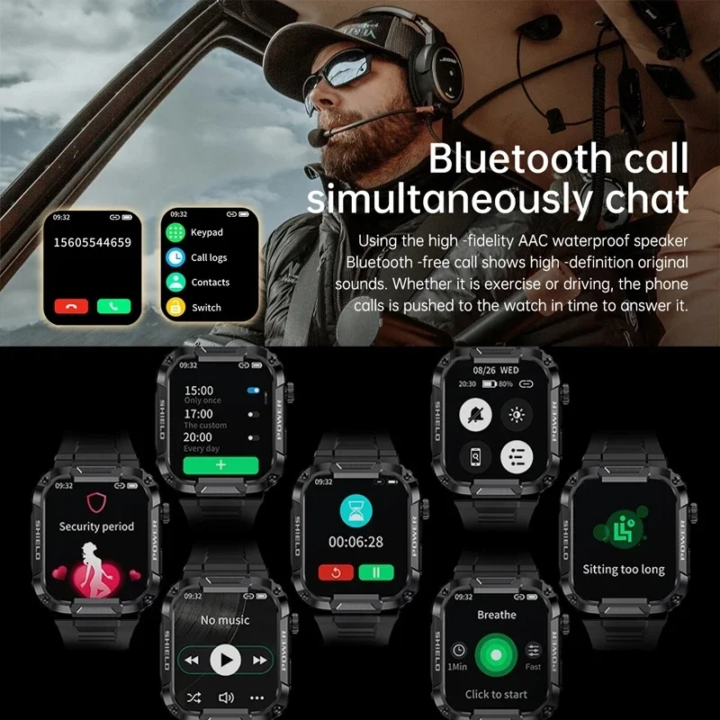 2023 Новите Смарт Часовници с Пълен Сензорен Екран, Мъжки Часовник за Измерване на Кръвно Налягане, Кислород Фитнес Часовник 5ATM, Водоустойчив Военни Смарт Часовници за Android Xiaomi - 5