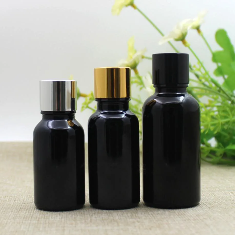 30 мл черна стъклена бутилка етерично масло е течност серум за цялостно възстановяване на гел за очите серум течност влага грижа за кожата козметична опаковка - 1