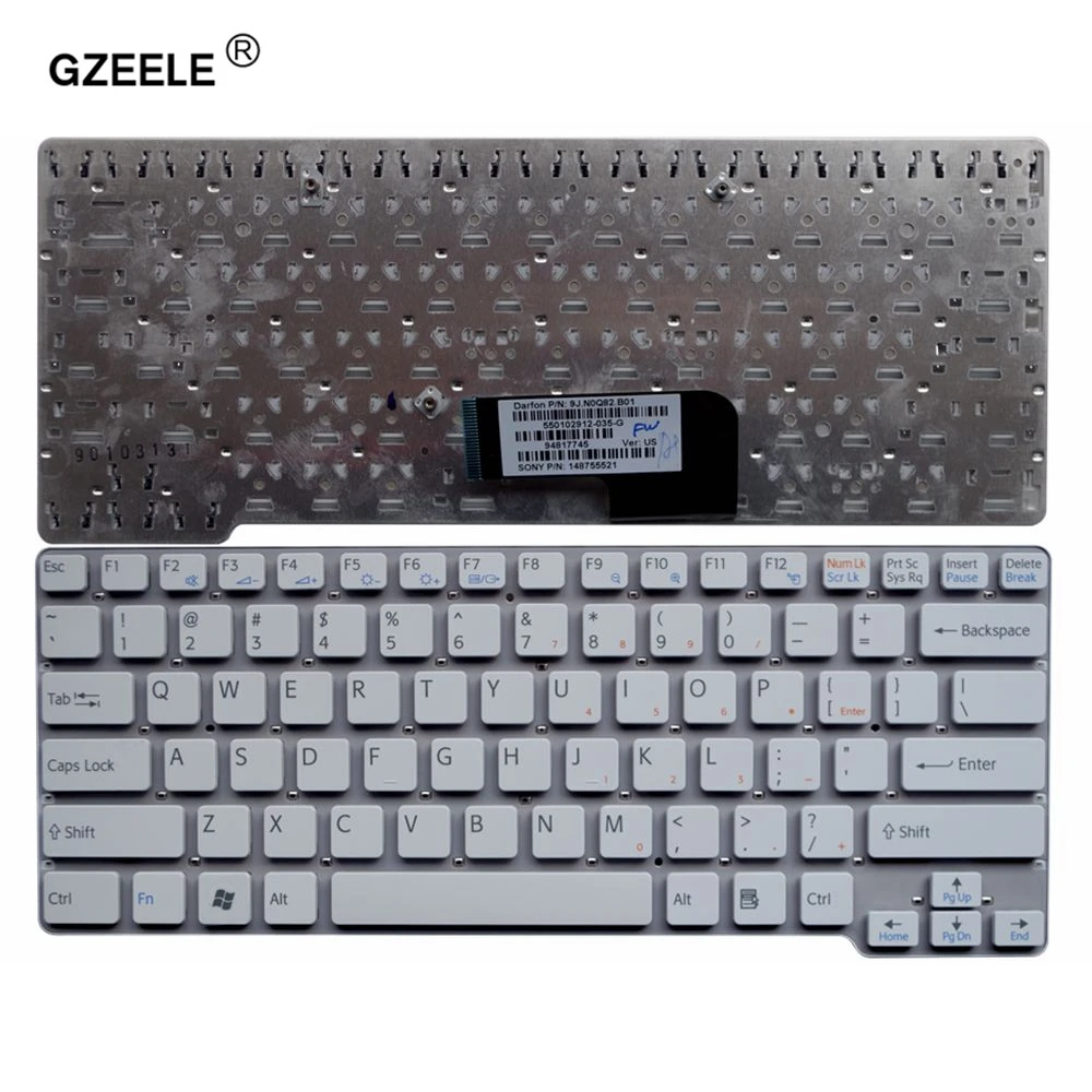 GZEELE Английска клавиатура за лаптоп SONY CW CW16EC CW18FC CW26EC CW28EC CW2S3C CW2S6C бяла американска без рамка замени на нова - 0