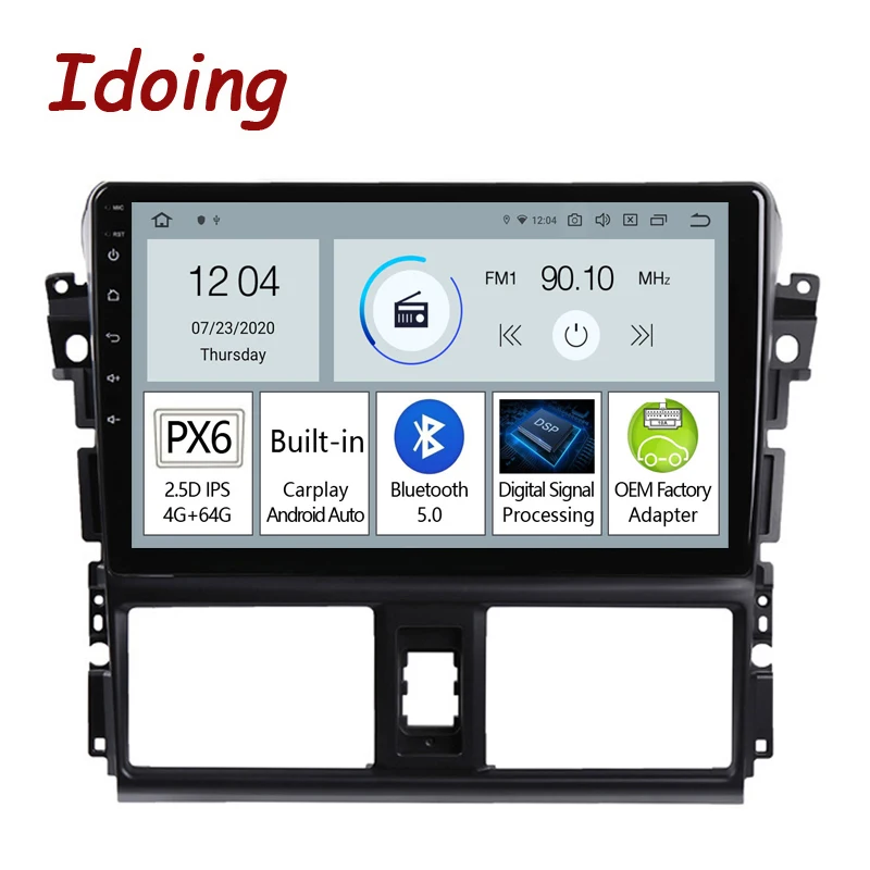 Idoing PX6 Android 11 авто радио мултимедиен плеър за Toyota Vios XP150 2013-2020 GPS навигация Carplay главното устройство щепсела и да играе. - 0