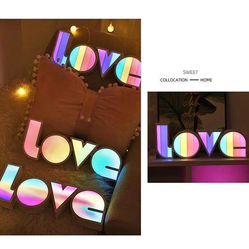 Led украса на работния плот, лека нощ, атмосферни настолна лампа, лампа за моделиране на любовта, 5 USB, нощна лампа за спални, украса на стаята - 3