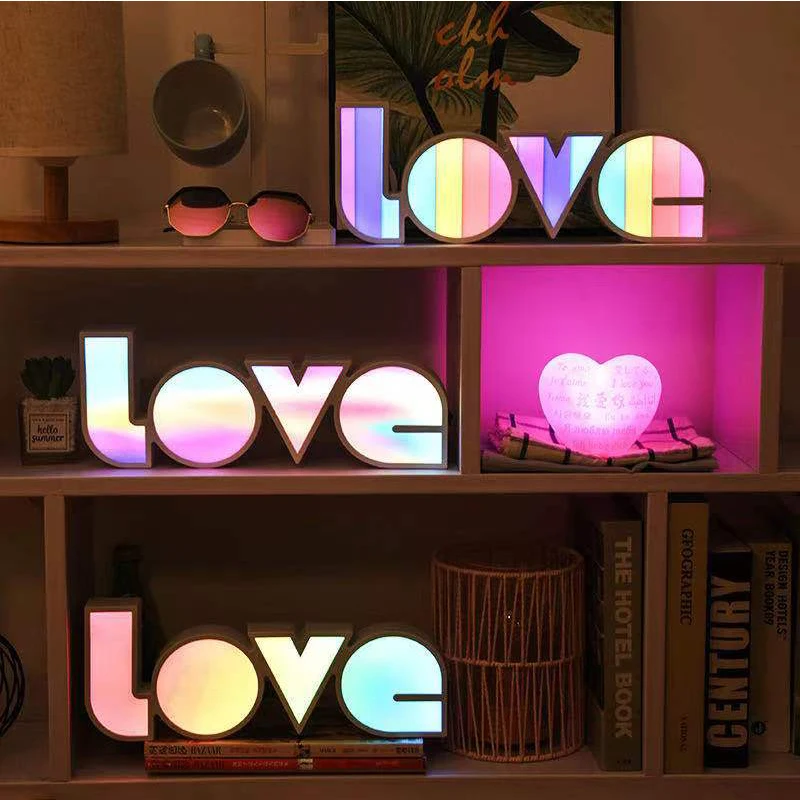 Led украса на работния плот, лека нощ, атмосферни настолна лампа, лампа за моделиране на любовта, 5 USB, нощна лампа за спални, украса на стаята - 5