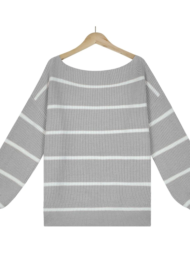 Xylocarp SF1169 2023 Есенно-зимния женски модерен вязаный пуловер на райета, пуловер - 5