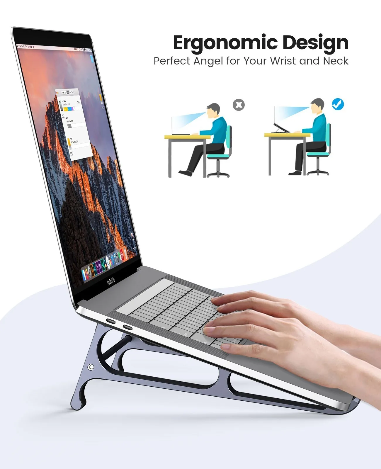 Алуминиева поставка за лаптоп ORICO, вертикална поставка, тенис на притежателя за лаптоп, преносима стойка за таблет, свалящ за MacBook с размер от 13 до 17,4 см - 1