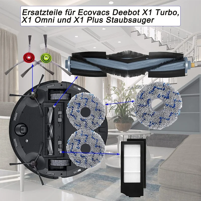 Въже Роликовая Четка Филтър За Ecovacs Cobos X1 Pro T10omni Робот За Почистване На Улиците Аксесоари, Резервни Части - 1