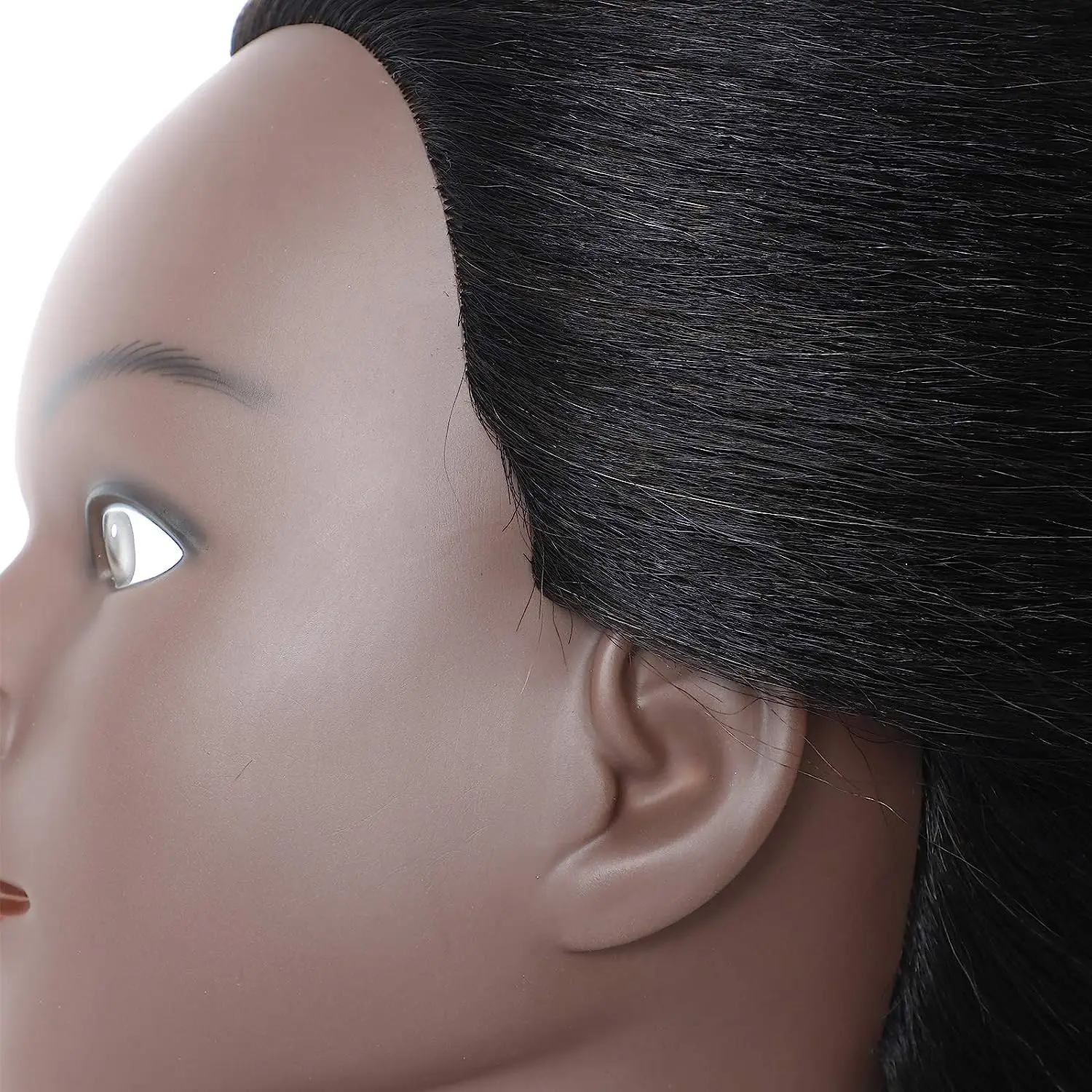 Главата на манекена със синтетична коса, тренировочная главата, косметологический манекен, стоп-моушън главата за фризьорски салон практики, ширити, стайлинг на коса - 1