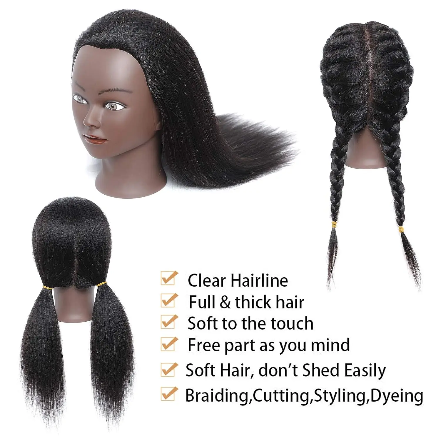 Главата на манекена със синтетична коса, тренировочная главата, косметологический манекен, стоп-моушън главата за фризьорски салон практики, ширити, стайлинг на коса - 2