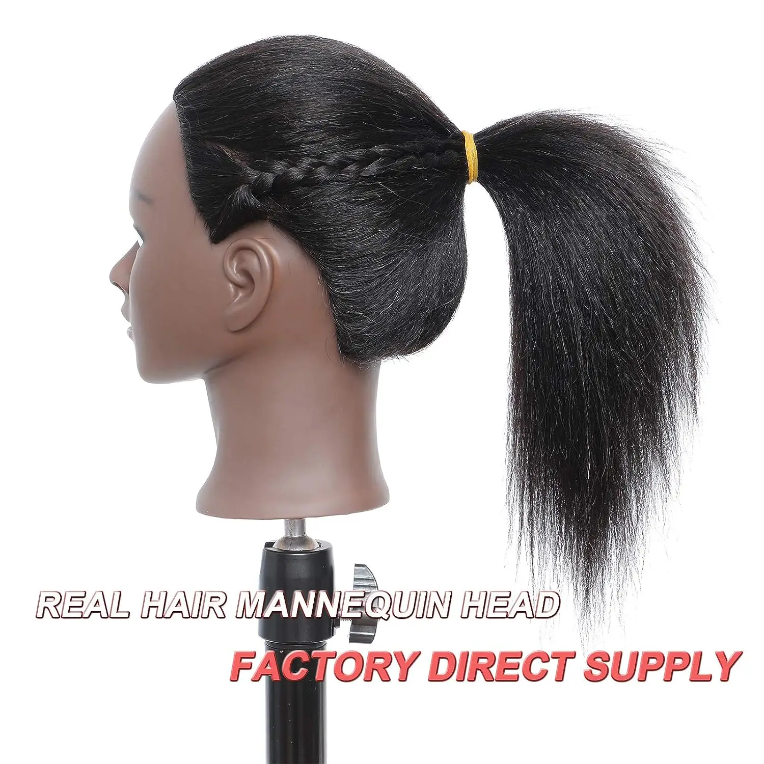 Главата на манекена със синтетична коса, тренировочная главата, косметологический манекен, стоп-моушън главата за фризьорски салон практики, ширити, стайлинг на коса - 3