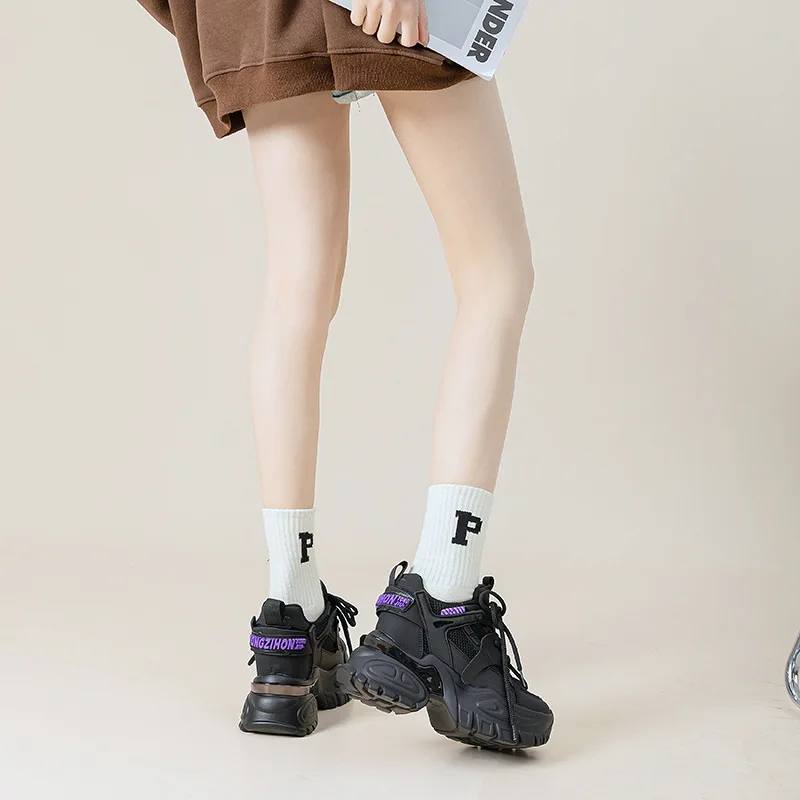 Дамски обувки с вътрешен релеф, пролетно нова ежедневни спортни обувки за жени, обувки и дебела подметка за малки бели обувки - 3