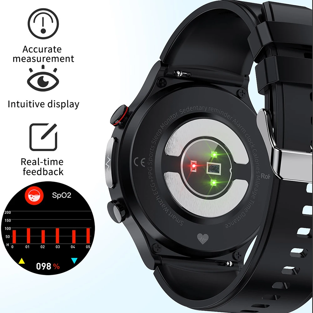 ЕКГ PPG следи кръвното налягане, Температурата на тялото smart-часовници безжична зареждане IP68 Водоустойчив AI медицинска диагностика Smartwatch - 1