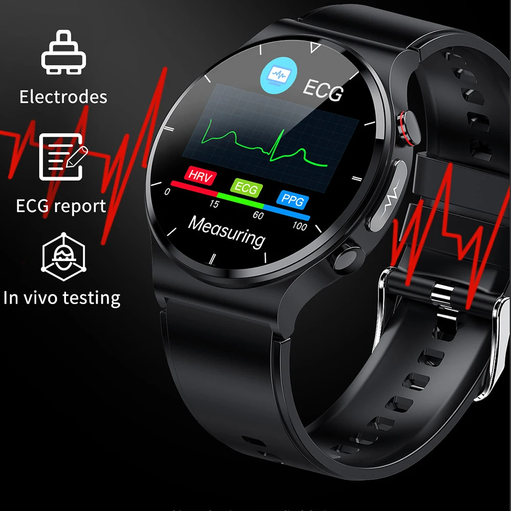 ЕКГ PPG следи кръвното налягане, Температурата на тялото smart-часовници безжична зареждане IP68 Водоустойчив AI медицинска диагностика Smartwatch - 3