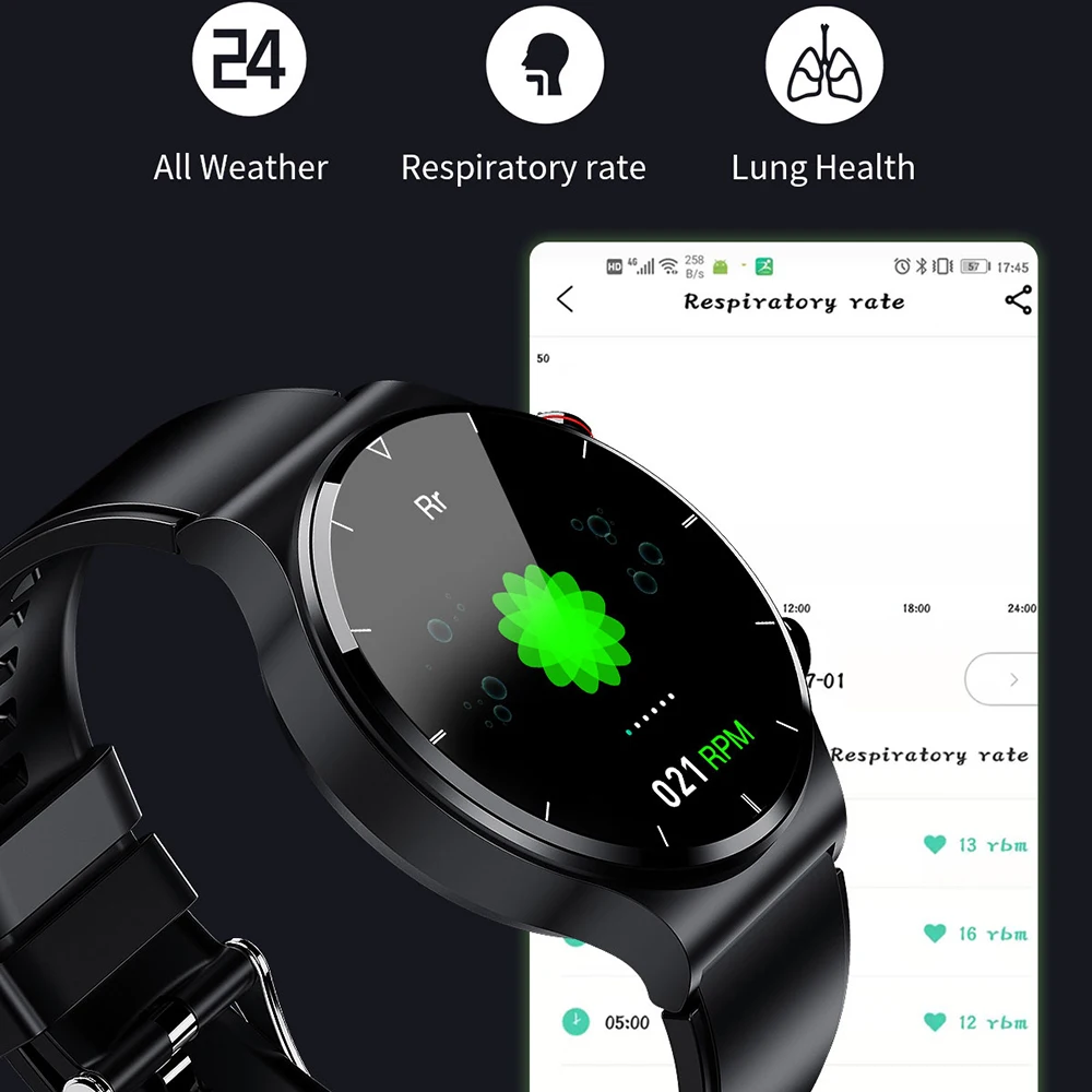 ЕКГ PPG следи кръвното налягане, Температурата на тялото smart-часовници безжична зареждане IP68 Водоустойчив AI медицинска диагностика Smartwatch - 4
