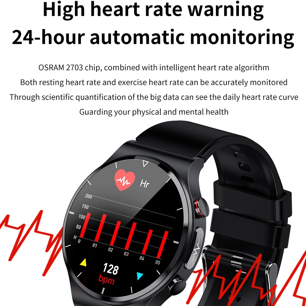 ЕКГ PPG следи кръвното налягане, Температурата на тялото smart-часовници безжична зареждане IP68 Водоустойчив AI медицинска диагностика Smartwatch - 5