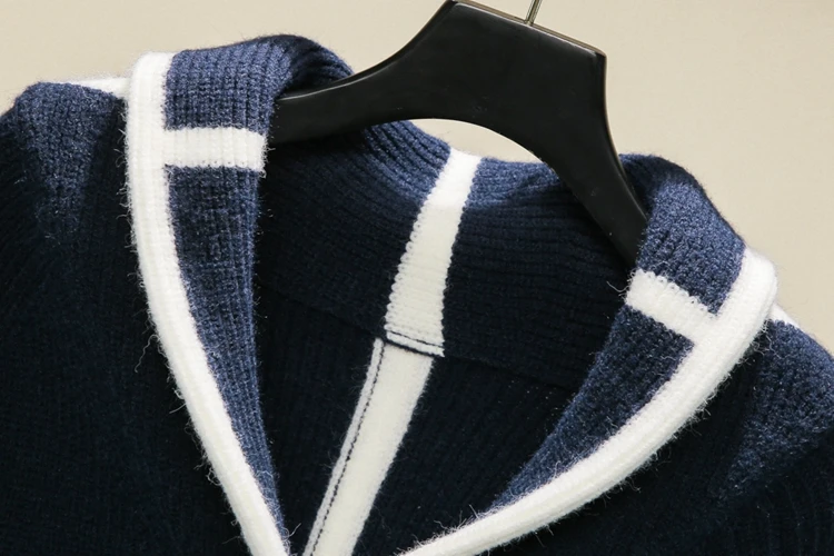 есенно-зимния вязаный жилетка TB, дебели за мъже и жени с един и същ абзац, безплатен двупосочен пуловер с висока воротом тенденция на палто - 3