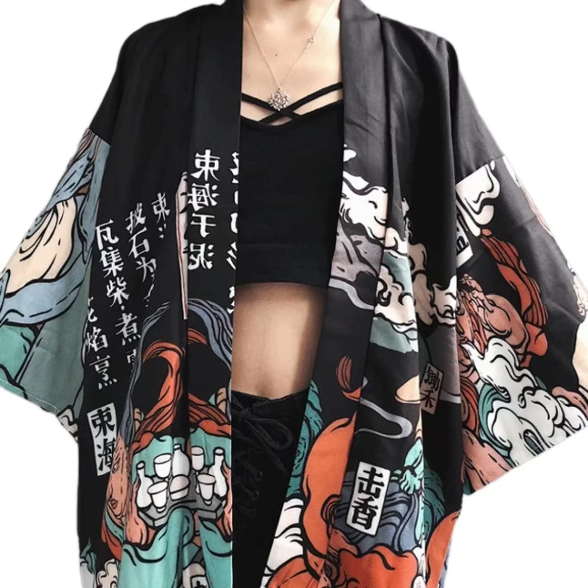 Кимоно женски 2023 Японското кимоно Жилетка Cosplay Риза блуза за жените Японската юката женски лятно плажно кимоно FF1126 - 0