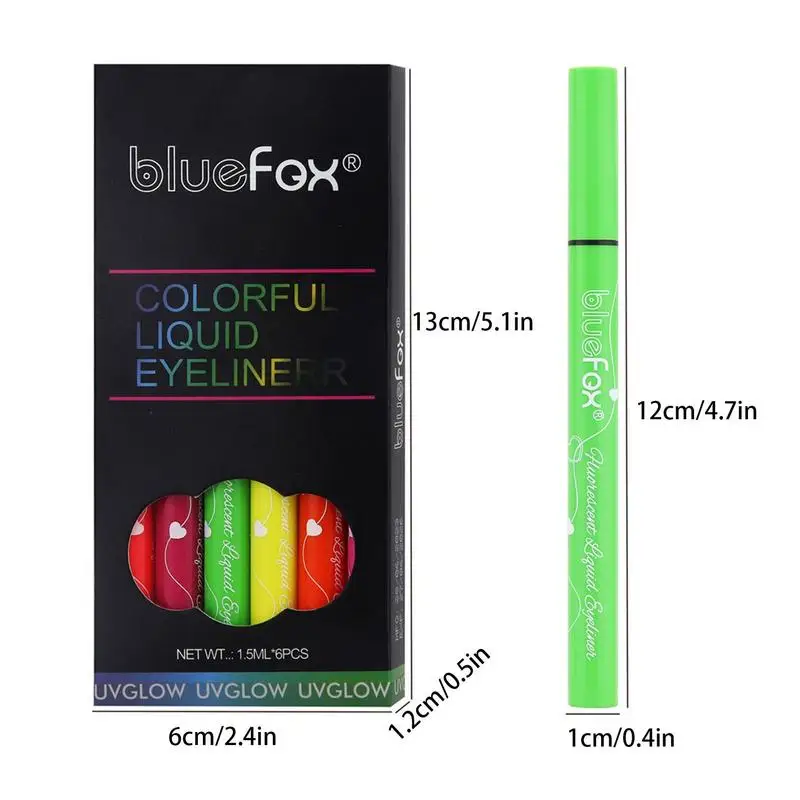 Комплект моливи за очна линия на очите в 6 цвята, комплект издръжлива и непромокаеми дръжки за очна линия на очите, бързосъхнеща, светещ в тъмното козметика за очи - 5