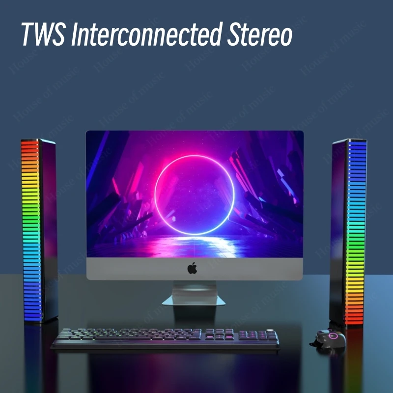 Компютър, Мултимедиен Настолен аудио лаптоп за Домашно Bluetooth говорител Бас RGB цветни звукоснимающая лампа Външен безжичен звук райе - 3